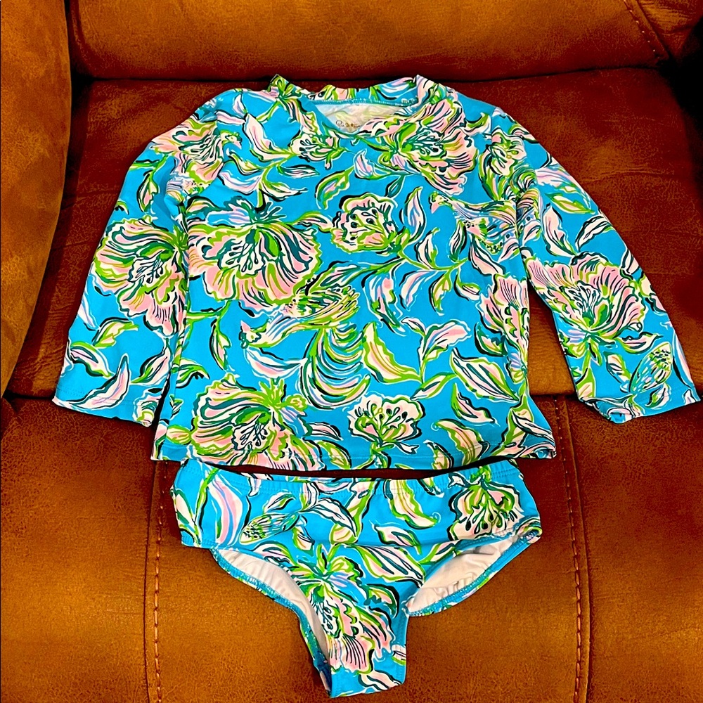 Lilly Pulitzer like new Bobby Rashguard 2 pc bathing suit size 5